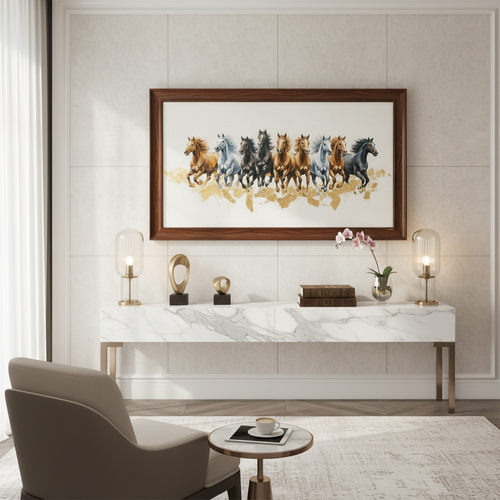 7 Horses Frame in elegant office interior