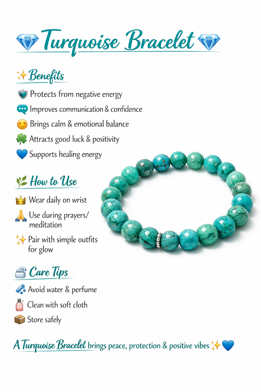 Turquoise Bracelet - Good Fortune & Prosperity 💙🫧