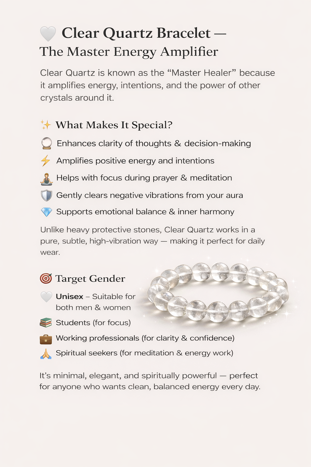 Clear Quartz - Bracelet for Positivity 🪬