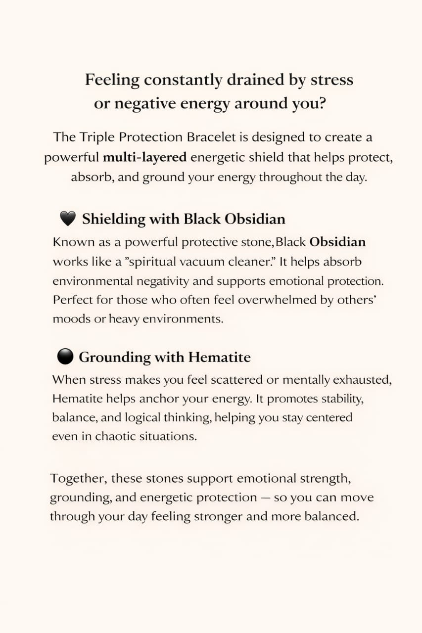 Triple Protection Bracelet - Black Tourmaline & Obsidian