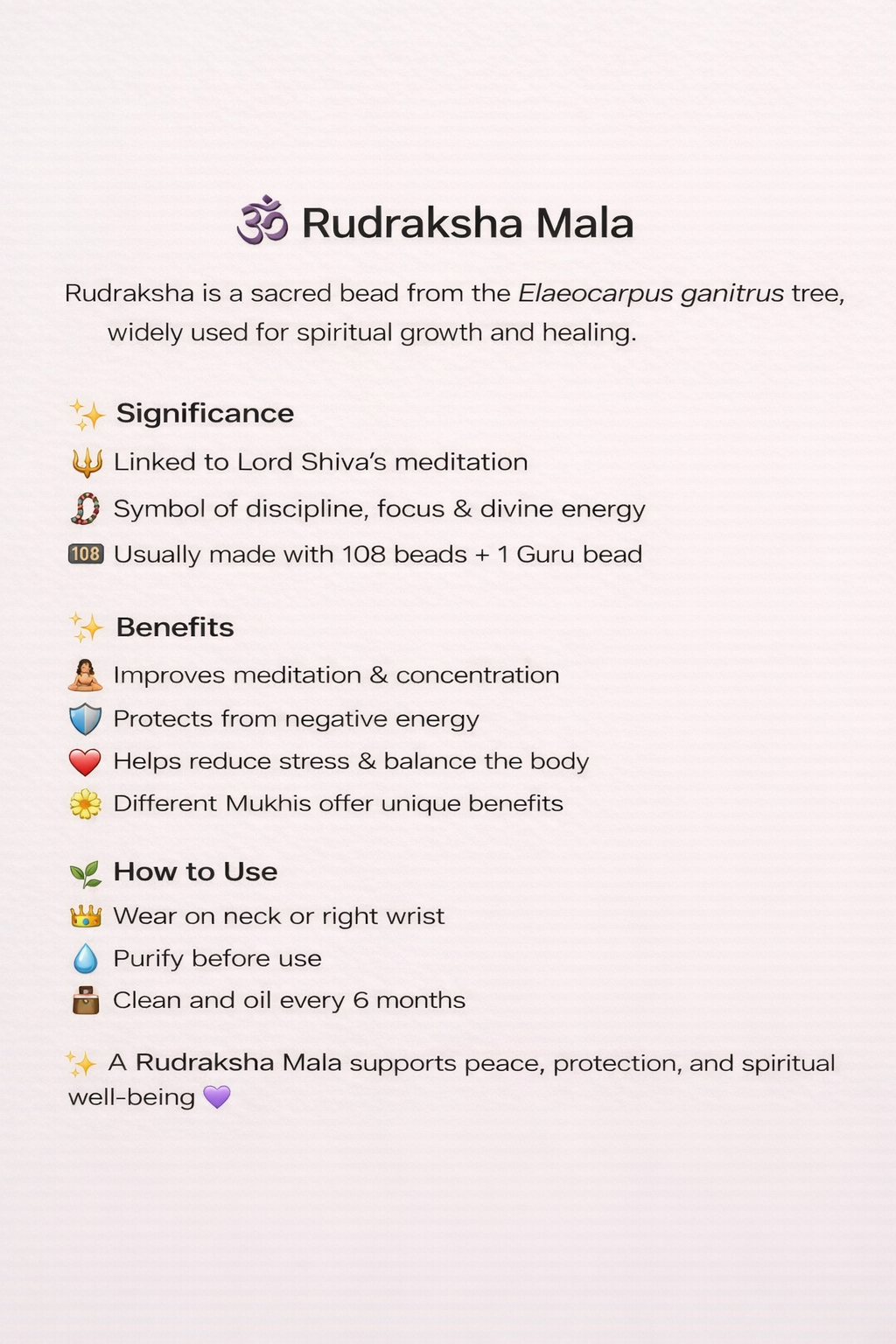 5 Mukhi Rudraksha Mala - 108 Beads for Meditation