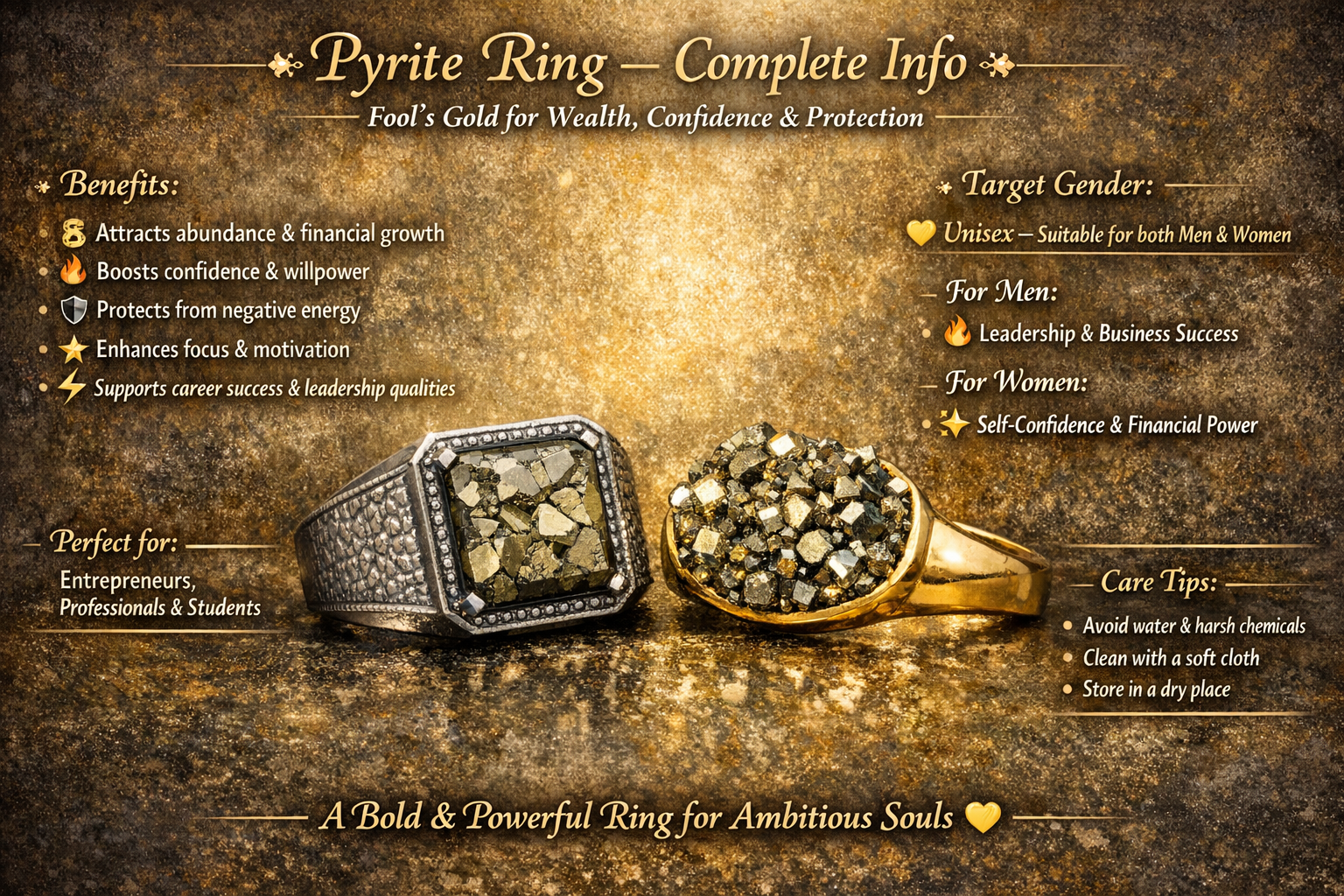 Pyrite Ring - Adjustable & Handcrafted